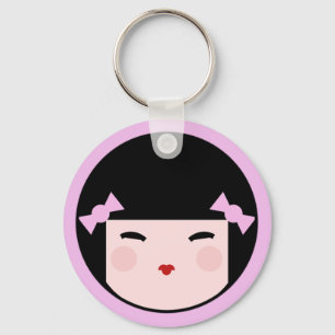 Kokeshi dockaansikte Keychain Nyckelring