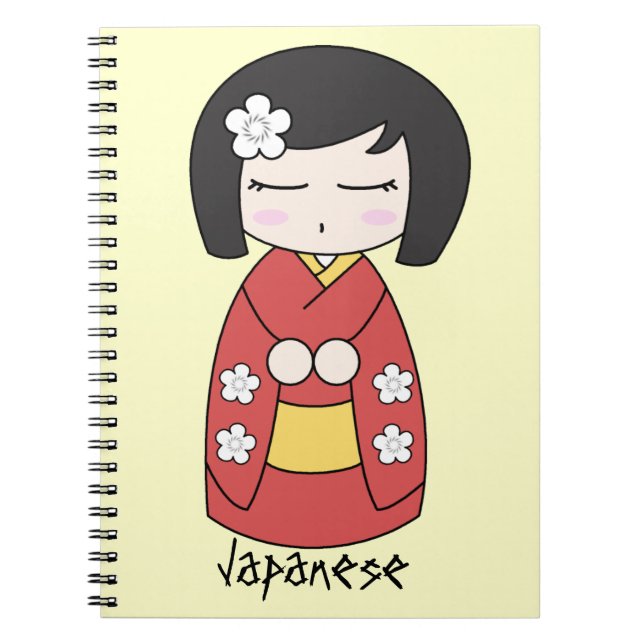 Kokeshi dockaanteckningsbok anteckningsbok med spiral (Framsidan)