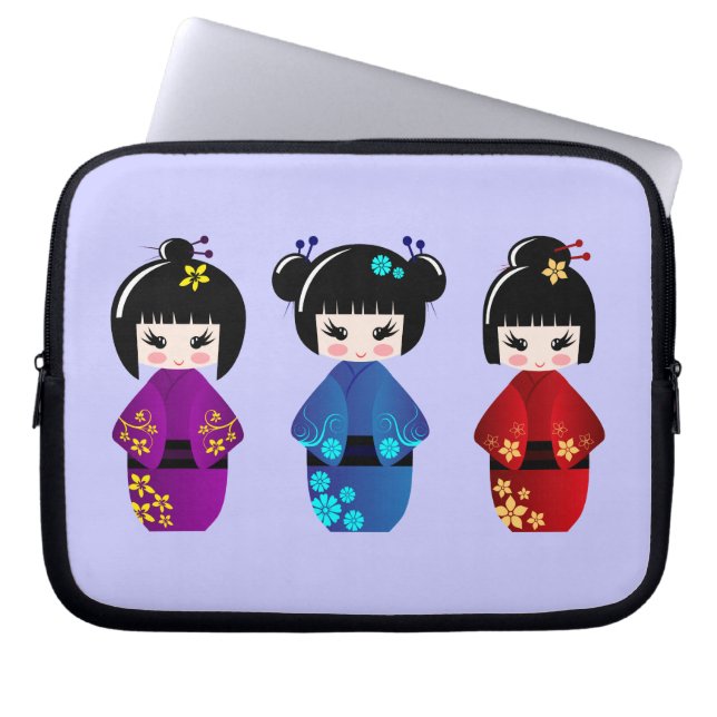 Kokeshi dockalaptop sleeve (Framsidan)