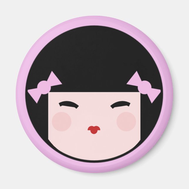 Kokeshi Doll Ansikte Magnet (Framsidan)