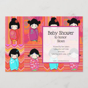 Kokeshi Doll Baby Shower-inbjudan Inbjudningar