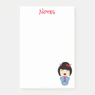 Kokeshi Doll Blue Post-it® Notes 4 x 6 Post-it Block