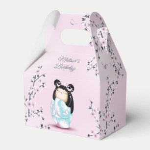 Kokeshi Doll Cherry Blommar Dusty Rosa Presentaskar