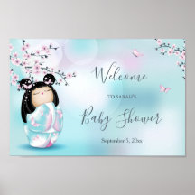 Kokeshi Doll Cherry Blommars Baby Shower