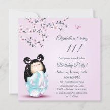 Kokeshi Doll Cherry Blommars Girl Birthday