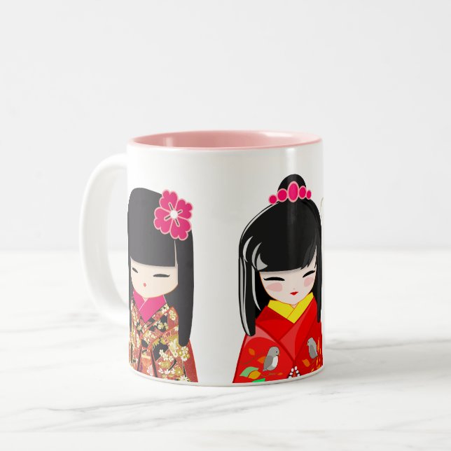 Kokeshi Doll Collection Två-Tonad Mugg (Framsida vänster)