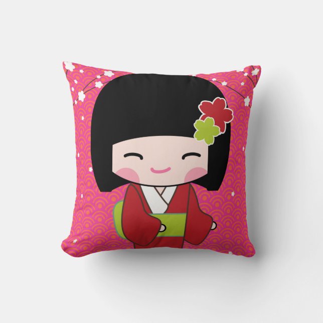 Kokeshi Doll Dekorativ kudde (Framsida)