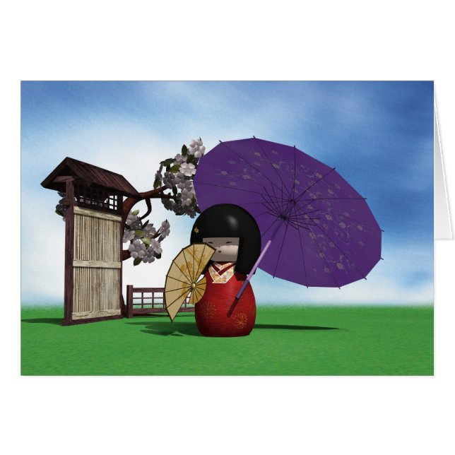 Kokeshi Doll Hälsningskort (Framsidan Horizontal)