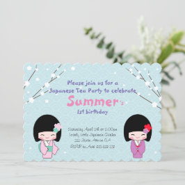 Kokeshi Doll Japanska tea-partiets inbjudan