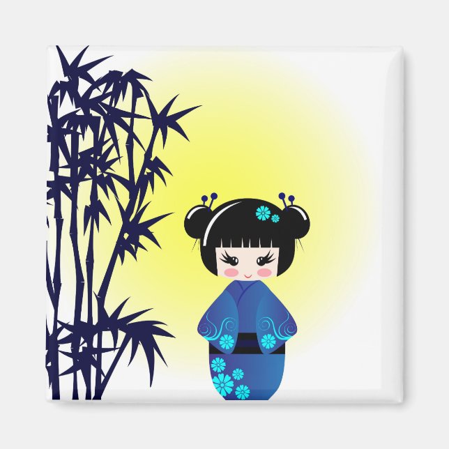 Kokeshi doll och bamboo magnet (Framsidan)