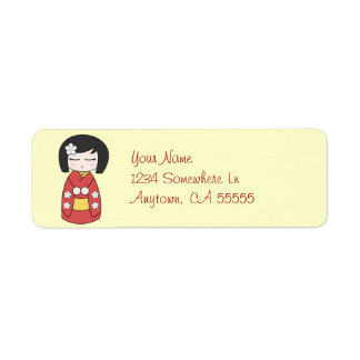 Kokeshi Doll Return-adressetikett Returadress Etikett