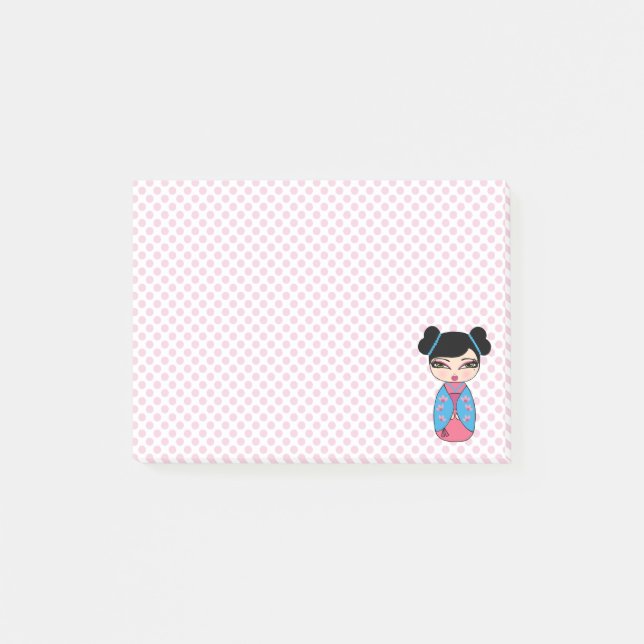 Kokeshi Doll Rosa Post-it® Notes 4 x 3 Post-it Block (Framsida)