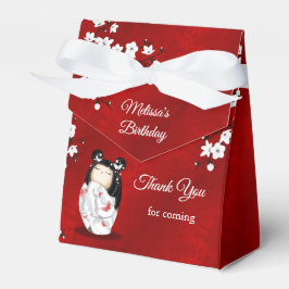 Kokeshi Doll White Red Birthday Tack Presentaskar