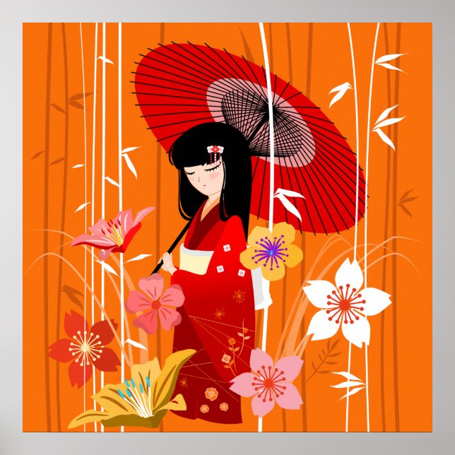 Kokeshi Doll Zen Garden Poster (Framsidan)