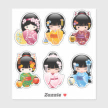 Kokeshi Dolls Set 1 - Japanska Kimono Geisha Girls