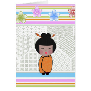 kokeshi dragonflies hälsningskort