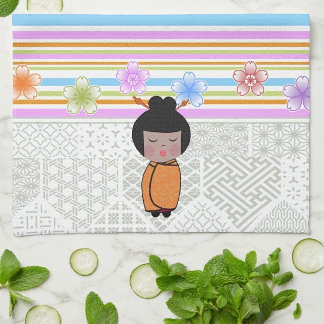 kokeshi dragonflies kökshandduk (Vikta)