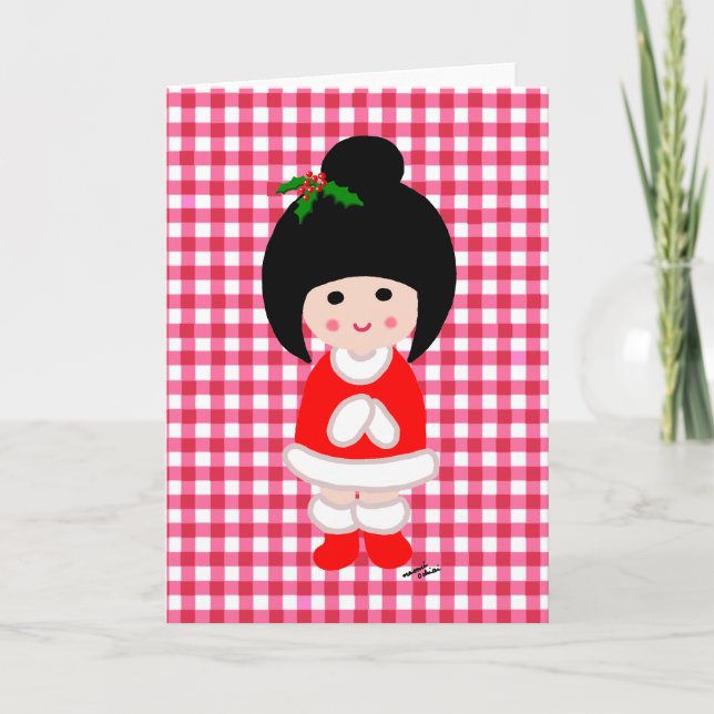 Kokeshi flickajul helgkort (Framsida)
