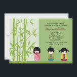 Kokeshi Friends-inbjudan Inbjudningar<br><div class="desc">Japanska Kokeshi dockar inbjudan till te för att fira en liten flickas födelsedag. Bakgrunden till grönten är bambofoliage. Kortet är enkelt att anpassa med text, teckensnitt, teckensnitt färg och val av sex pappra typer. Inte exakt vad du är tittar för? Alla våra produkter kan vara designad anpassningsbar för att uppfylla...</div>