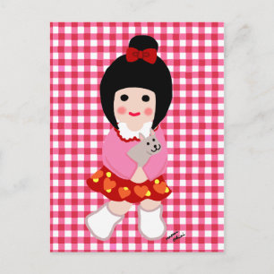 Kokeshi Girl med sin mariy Vykort
