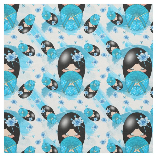 Kokeshi japansk docka och akvarelltyg tyg (Provkarta)