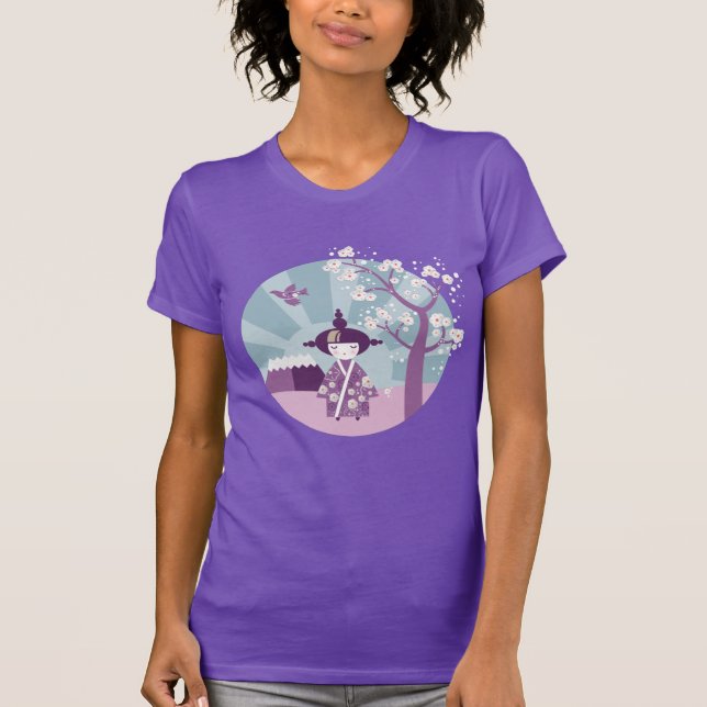 Kokeshi - Japansk doll - Pastel Lila T-Shirt (Framsida)