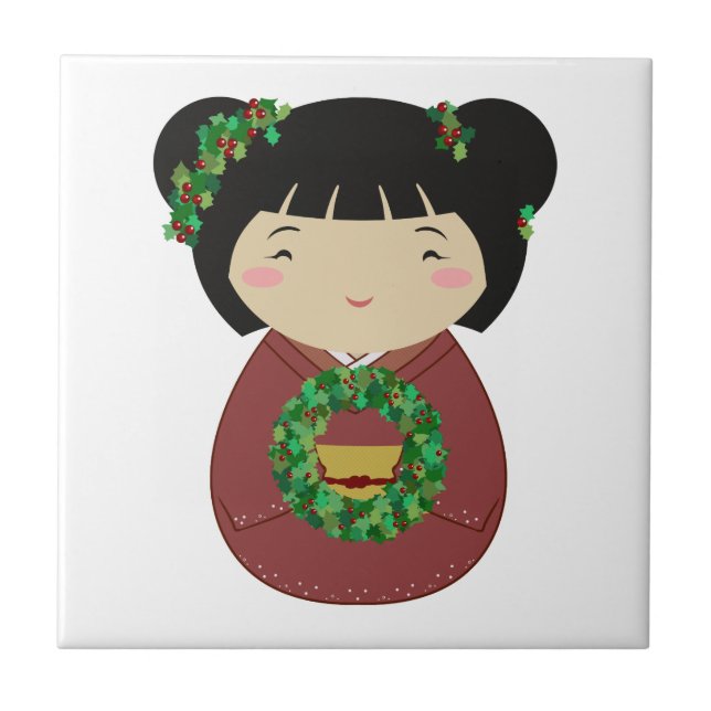 Kokeshi julkran kakelplatta (Framsidan)