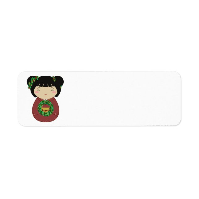 Kokeshi julkran returadress etikett (Framsidan)