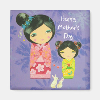 Kokeshi Kärlek binder ihop oss Mors dag Magnet