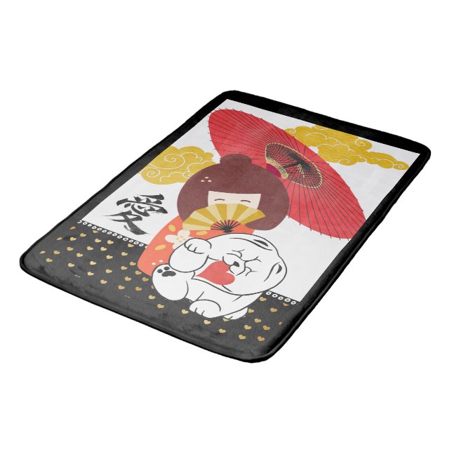 KOKESHI LOVE  Chow dog heart CRATE MAT Badrumsmatta (Vinklad)