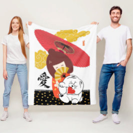 KOKESHI LOVE  Chow dog heart  Fleecefilt