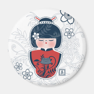 Kokeshi marinvit röd magnet