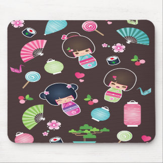 Kokeshi mönster Mousepad Musmatta