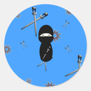 Kokeshi Ninja Sticker Runt Klistermärke