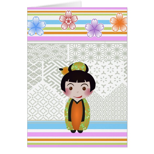 kokeshi noshi hälsningskort (Framsidan)