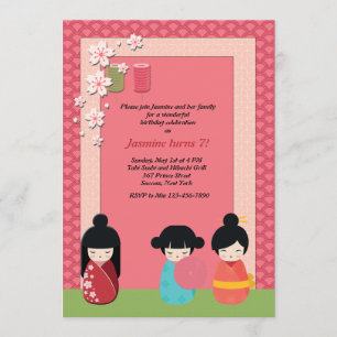 Kokeshi Playmates-inbjudan Inbjudningar
