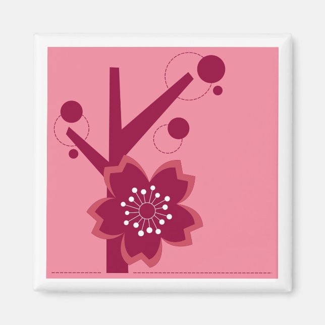 Kokeshi Sakura Kimono Design Magnet (Framsidan)