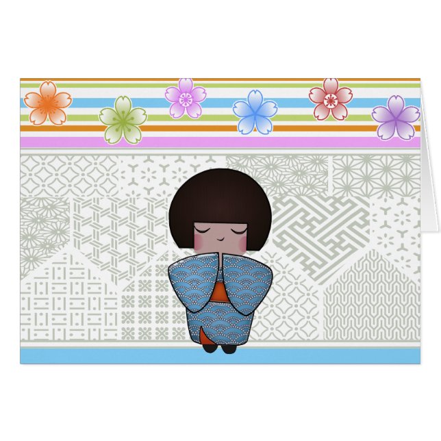 kokeshi seigai hälsningskort (Framsidan Horizontal)