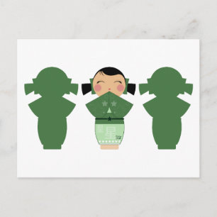 Kokeshi Star Silhouette-vykort Vykort