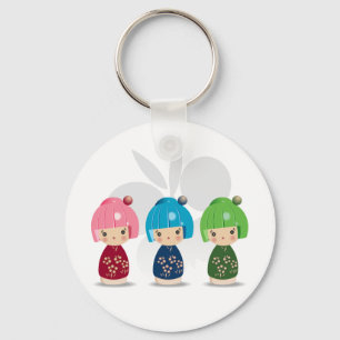 Kokeshi Triplets Keychain Nyckelring