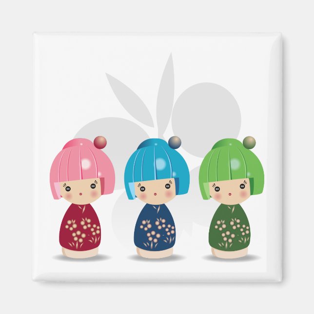 Kokeshi Triplets Magnet (Framsidan)