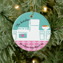 Köket där mitt hjärta är bakare och laga julen julgransprydnad keramik