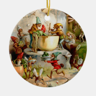 Köket Gnomes - 1895 Julgransprydnad Keramik
