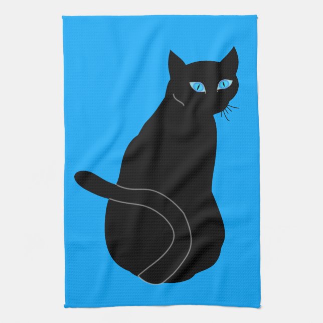 Köket Handduk med Svart Katt Kökshandduk (Vertikal)