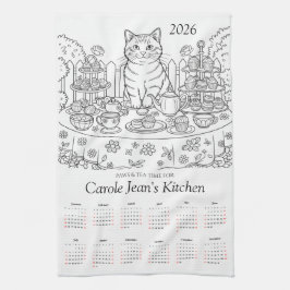 Köket Handduk Paws & Tea Time 2026 Kalender Kökshandduk
