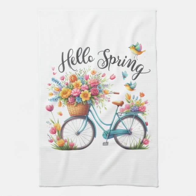 Köket Handdukar-Hello Spring Floral Köket Handduka Kökshandduk (Vertikal)