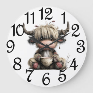 Köket Highland Cow Stor Klocka
