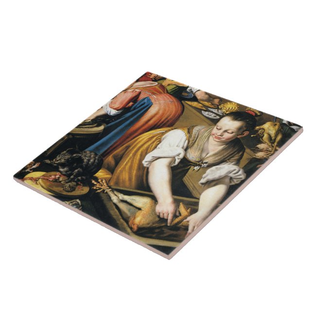 Köket i detalj av Vincenzo Campi Kakelplatta (Sidan)