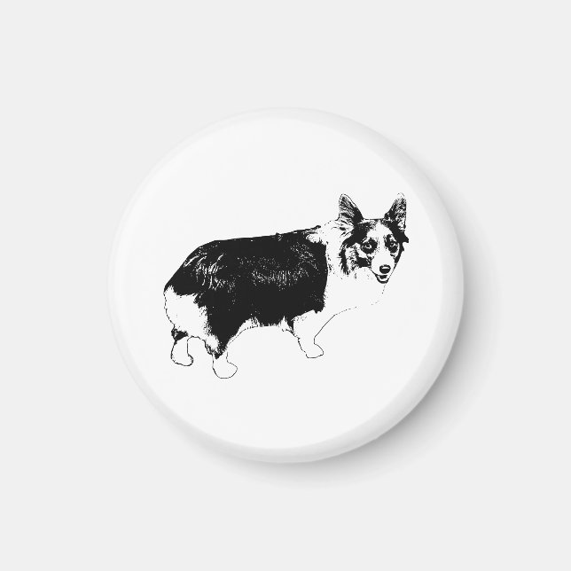 Köket-Ljus Corgi Leende Magnet (Framsidan)