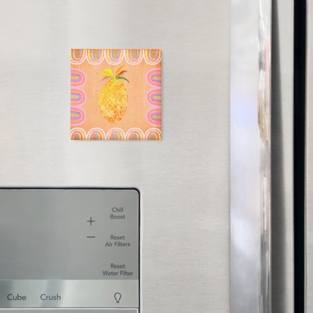 Kökets Ananas Folk Art Stil Magnet (In Situ (Fridge))
